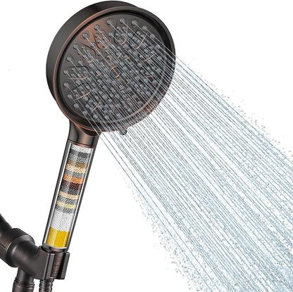 Cobbe Filtered Shower Head with Handheld, High Pressure 6 Spray Mode Showerhead with Filters, Water Softener Filters Beads for Hard Water - Remove Chlorine - Reduces Dry Itchy Skin, Oil Rubbed Bronze | High Pressure 6 Spray Mode Shower Head with Filter...