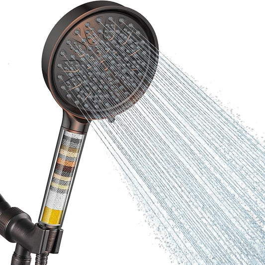 Cobbe Filtered Shower Head with Handheld, Water Softener for Hard Water | High Pressure 6 Spray Mode Shower Head with Filters - Remove Chlorine and Harmful Substances - Reduces Dry Itchy Skin, ORB