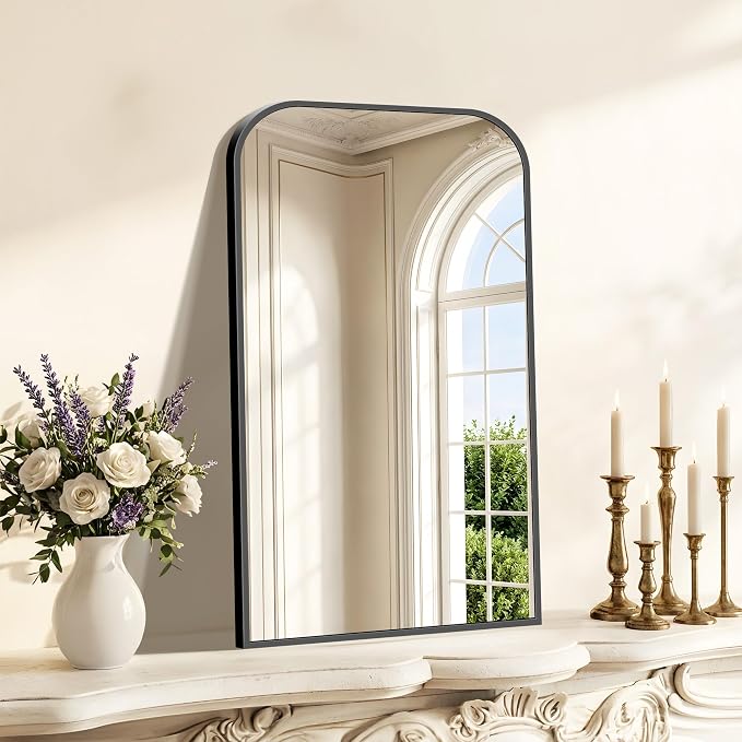 COFENY Bathroom Mirror, 18x30 inch Black Rectangle Wall Mounted Mirror with Thin Frame, Bathroom Vanity Mirrors for Over Sink, Entryway, Living Room, Bedroom