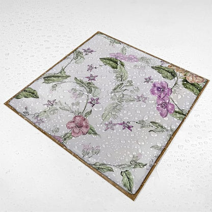 Alwayspon Vinyl Sticker Peel and Stick, Self-Adhesive Wall Tile Transfers Backsplash Sticker Decal for Kitchen Bathroom, 6x6inch/15x15cm 10Pcs, Purple Floral T040