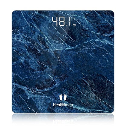 Healthkeep High Precision Digital Bathroom Scale with Step-On Technology LED Display Slim Design Max 180kg/400lb Marble Blue