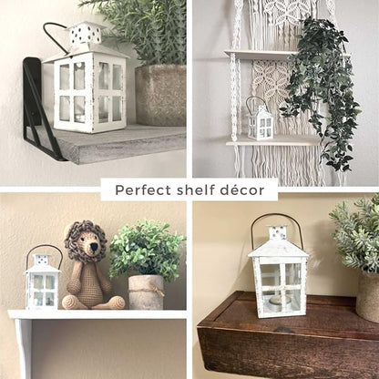 Kate Aspen White Vintage Distressed Rustic Candle Holder Decorative Lantern (6 Inch), Wedding Decoration, Centerpiece, Farmhouse Decor, Shelf Decor