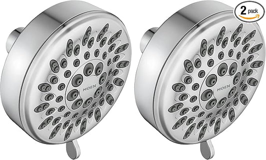 Moen Ignite Chrome Five-function Shower Head With 2.5 GPM High-Pressure Spray, 20090 (Pack of 2)