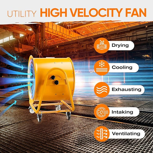 iLiving Utility High Velocity Blower, Fume Extractor, Portable Exhaust and Ventilator Fan (Utility 24")