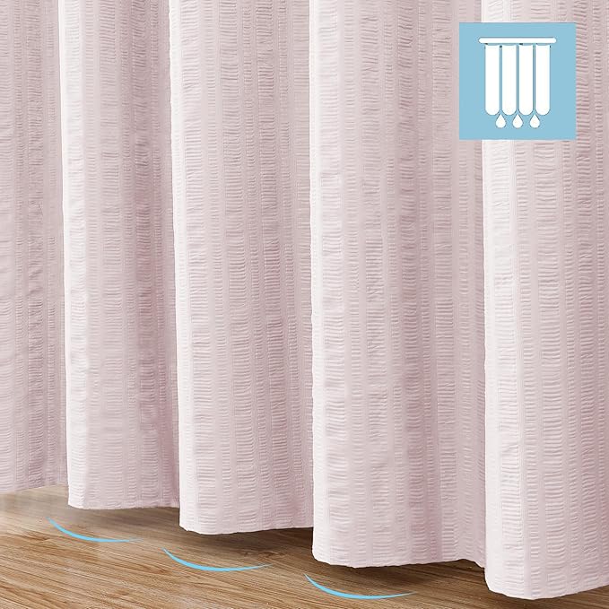 Aiyufeng Moga Extra Long Pink Shower Curtain 96 Inch Long, Embossed Texture Fabric Bathroom Shower Curtain, Large Hotel Bath Curtain with 12 Holes, 72Wx96H, Pink