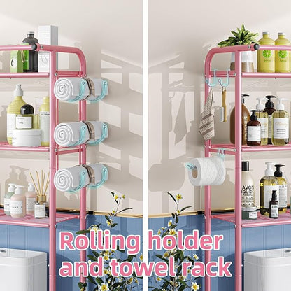 Simple Trending 3 Tier Over The Toilet Rack, Shelf Bathroom, Bathroom Stand Organizer Space Saver, Pink