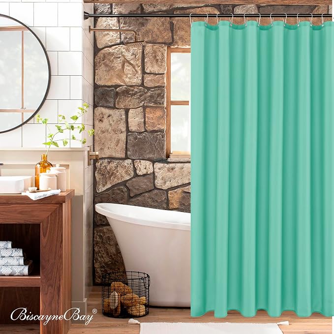 Fabric Shower Curtain Liner 72"W x 84"L-Teal Extra Long Shower Liners | Hotel Quality Water Resistant Machine Washable Shower Liner-Cloth Polyester Light Weight High Ceilings Bathroom Curtain Liner