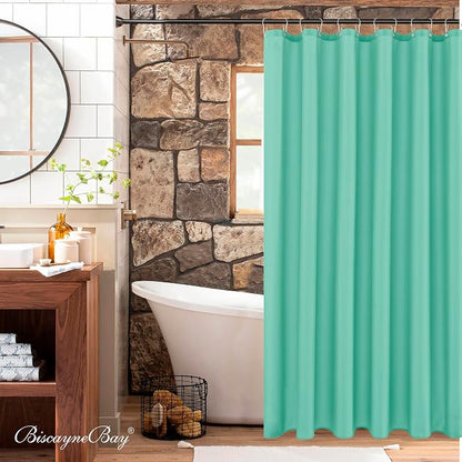 Fabric Shower Curtain Liner 72"W x 84"L-Teal Extra Long Shower Liners | Hotel Quality Water Resistant Machine Washable Shower Liner-Cloth Polyester Light Weight High Ceilings Bathroom Curtain Liner
