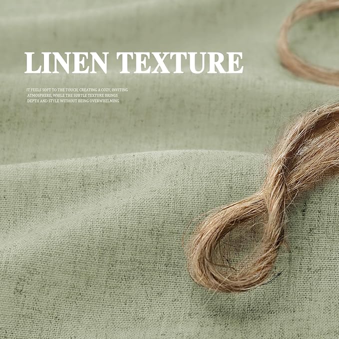 Farmhouse Shower Curtain Ruffle Linen Flax Green 72" W x 78" L | Linen Fabric, Farmhouse Boho, Bottom Ruffle, Rustic, Country, Natural Look, Washable, Shower Curtain for Bathroom Bathtub