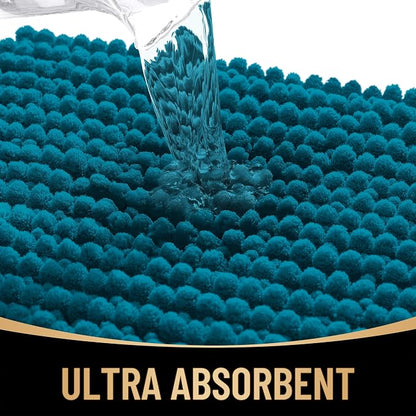 OLANLY Thick Chenille Large Bathroom Rugs Mats 70x46, Peacock Blue | Soft Absorbent Bath Rugs, Rubber Backing, Machine Wash Dry, Bath Mats for Bathroom, Tub and Shower, Home Decor Accessories