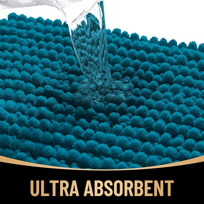 OLANLY Thick Chenille Bathroom Runner Rugs Mats 70x24, Peacock Blue | Soft Absorbent Bath Rugs, Rubber Backing, Machine Wash Dry, Bath Mats for Bathroom, Tub and Shower, Home Decor Accessories