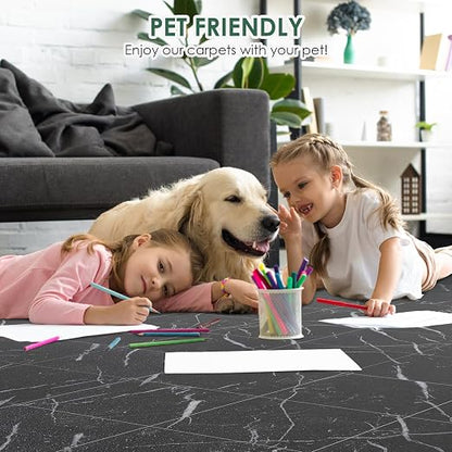 VallisCo 30-Piece Peel and Stick Floor Tiles, 12x12 Covers 30 Sq. Ft. Waterproof Vinyl Flooring, Renter-Friendly Self-Adhesive Floor Stickers for Kitchen, Bathroom, RV, Basement & Home DIY Black
