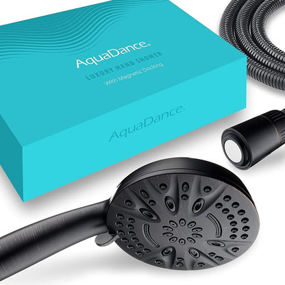 AquaDance New Magnetic Docking 8-setting High Pressure Handheld Shower Head | Space-age Magnetic Guidance Bracket System, Giant 5-inch Face, Extra-long 72-inch Stainless Steel Hose - Bronze