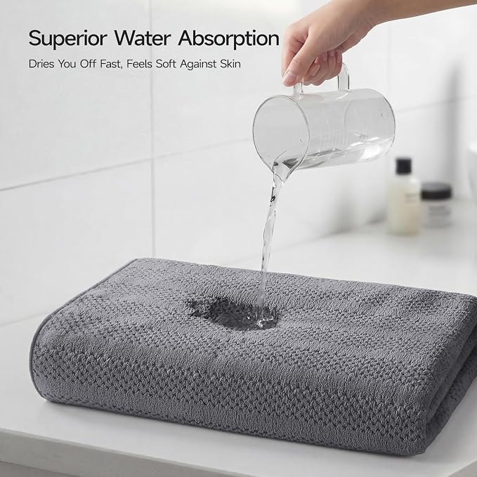 ecolook Microfiber Bath Towels Set of 4, 31 x 63 Inch Extra Large Bath Towel Set, Super Soft & Highly Absorbent, Quick Dry Lightweight Towels for Bathroom, Gym, Spa, Pool & Travel, Camel & Gray