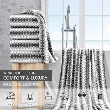 4 Piece Bath Towel Set Oversized Bath Sheet 35"x70" Bathroom Towel Extra Large Towel Set Soft Highly Absorbent & Quick Dry Premium Bath Sheet for Bathroom 600GSM Shower Towel Spa Gym Hotel,Dark Grey