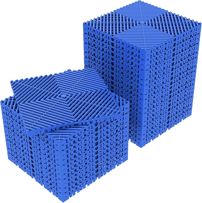 36-Pcs Interlocking Tile, 12" x 12" Indoor/Outdoor Self-Drainage Interlocking Floor Tiles, Non-Slip Heavy-Duty Polypropylene Splicing Flooring Tile for Garage Patio Pool Bathroom, Blue