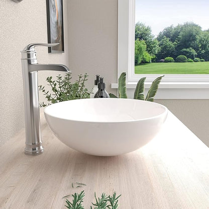 Mocoloo Oval Vessel Sink - 13'' x 13'' Bathroom Sink Countertop Oval Shape Small Ceramic Bathroom Sinks Above Counter White Porcelain Art Basin