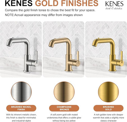 Champagne Bronze Pull Down Bathroom Faucet 1 Handle Vanity Faucet | Pull Out Bathroom Faucet with Pop Up Drain & 6 Inch Deck Plate, Lead-Free cUPC & NSF Certified, 1 Hole Faucet for Vanity RV
