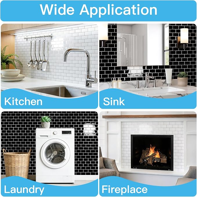 Art3d 10-Pack Subway Peel and Stick Backsplash, White with Silver Grout | 12 x 12 Inch, Thickened Design, No Warping, Durable, Self-Adhesive, for Kitchen, Bedroom Decor, Ideal for New Home Buyers