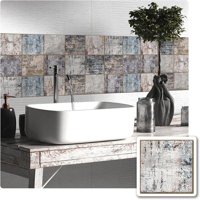 Alwayspon Vinyl Sticker Peel and Stick, Self-Adhesive Wall Tile Transfers Backsplash Sticker Decal for Kitchen Bathroom, 6x6inch/15x15cm 30Pcs, Stained Wood T050