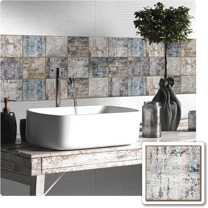 Alwayspon Vinyl Sticker Peel and Stick, Self-Adhesive Wall Tile Transfers Backsplash Sticker Decal for Kitchen Bathroom, 6x6inch/15x15cm 10Pcs, Stained Wood T050
