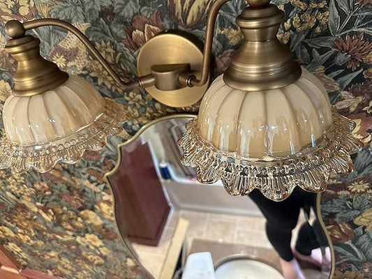Vintage Vanity Light Brushed Brass 2 Light Vanity Lights for Bathroom Vanity Light Fixtures