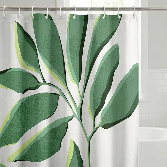 Americanflat 71x74 Boho Shower Curtain - Water-Resistant Long Shower Curtain with Durable Metal Grommets and 12 Hooks - 100% Polyester - Ivory, Burnt Orange and Green Bathroom Curtains