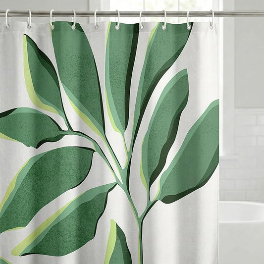 Americanflat 71x74 Boho Shower Curtain - Water-Resistant Long Shower Curtain with Durable Metal Grommets and 12 Hooks - 100% Polyester - Ivory, Burnt Orange and Green Bathroom Curtains