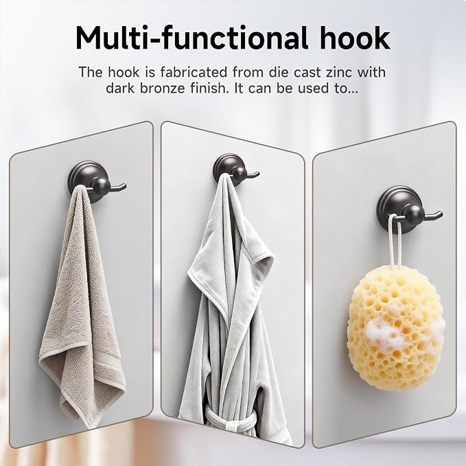 Formosa Design Hardware Classic 4-Piece Bathroom Accessories Set, 24-inch Towel Bar, Toilet Paper Holder, Towel Ring, and Robe Hook, Durable Zinc Alloy & Stainless Steel, (Oil Rubbed Bronze Finish)