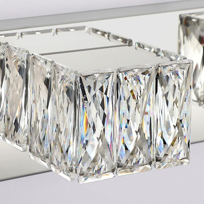 4 Lights Bathroom Vanity Light - Crystal Modern Vanity Lights for Bathroom - Dimmable 24W LED Chrome Bath Light Fixtures Over Mirror Cool White Light