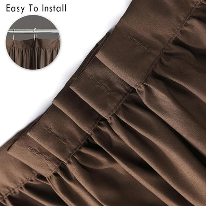 Homechoice Decor Victorian Chocolate Ruffle Shower Curtain 72" W x 72" H | Vintage Handcrafted Bow Tie Bath Curtain for Master Bathroom, Ruched Microfiber Bathroom Curtain with 12 Buttonholes (LQ-10)
