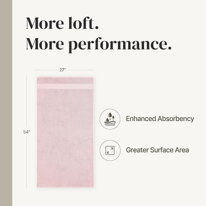 Modern Threads - Spun Loft 6-Piece 100% Combed Cotton Towel Set - Bath Towels, Hand Towels, & Washcloths - Super Absorbent & Quick Dry - 600 GSM - Soft & Plush, Blush