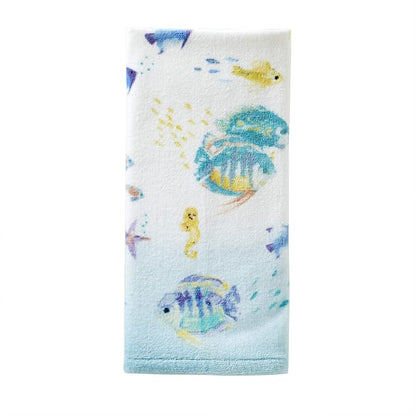 SKL Home Ocean Watercolor Hand Towel, Multi (2-Pack), 16 x 26 | Soft, printed velour. For use in the bathroom, kitchen or bar. Great for Airbnb, beach homes, coastal décor.