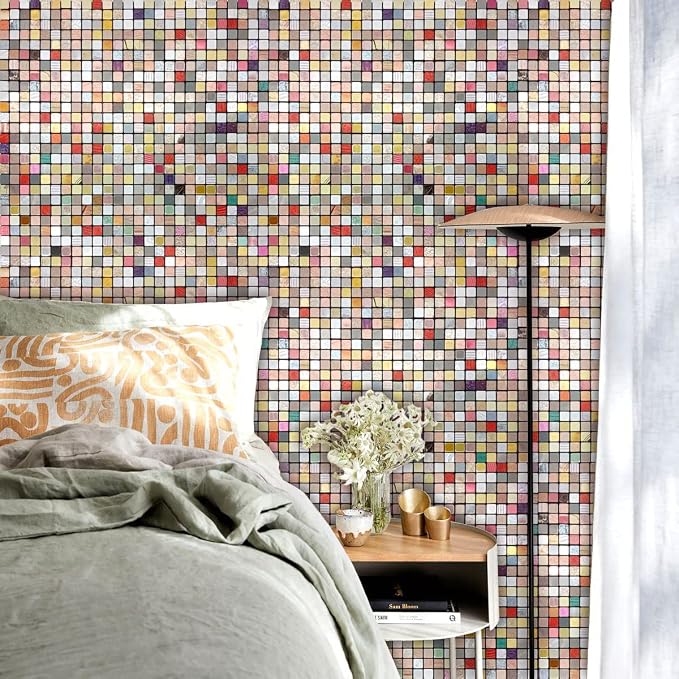 10 Sheets Peel and Stick Backsplash Tile for Kitchen, Self-Adhesive Mosaic Tile, Stick on Bathroom Vanities，Fireplace Décor, Laundry Table(11.81" X 11.81") (1.0 Color Mixing)
