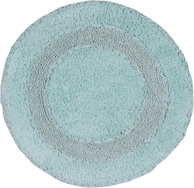 Home Weavers Radiant Collection 100% Cotton Bathroom Rugs Set, Bathroom Décor, Washable Rug, Extra Soft and Absorbent Bath Rug, Kitchen Mat, Bath Mat Set, Bath Floor Mat Non Slip, 22" Round, Sky Blue
