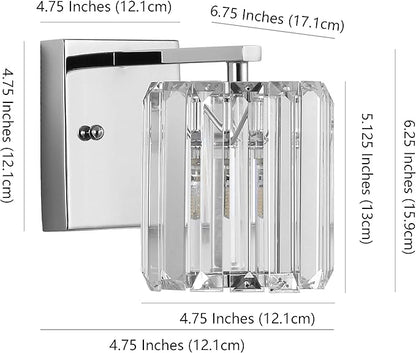 JONATHAN Y 4.75" Chrome 1-Light Vintage Glam LED Vanity Light Wall Sconce Fixture with Clear Crystal Prism Shade, Hardwired Wall Lamp for Bathroom Mirror Hallway, LED Bulb Included JYL3552A