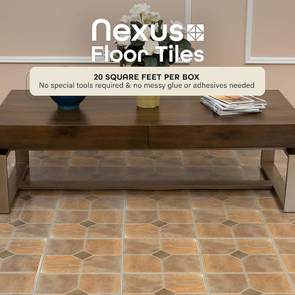 Nexus Self Adhesive 12-Inch Vinyl Floor Tiles, 20 Tiles - 12" x 12", Rustic Slate Pattern - Peel & Stick, DIY Flooring for Kitchen, Dining Room, Bedrooms & Bathrooms by Achim Home Decor