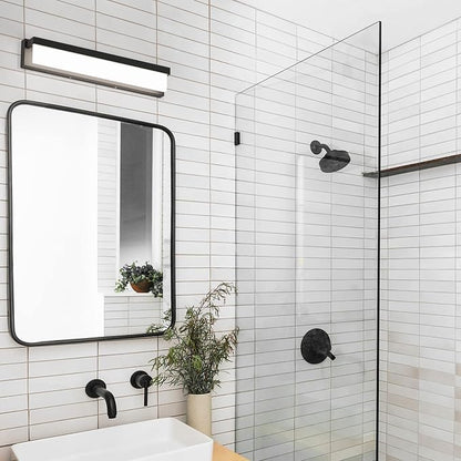 LED Bathroom Vanity Light Fixture Over Mirror 24.4 inch Modern Rectangle Black Matte Metal Lighting Bar 4000K Daylight Wall Sconce (Black)