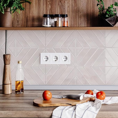 STICKGOO Herringbone Peel and Stick Backsplash, Smoky Pink, 10 Sheets | 12.6 x 9.7 in, Thicker Rectangular Vinyl Stick-On Wall Tiles, Easy Alignment, Waterproof, Easy to Clean, Kitchen/Bathroom