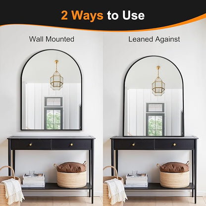 Arched Bathroom Mirror, Black, 40"x30"