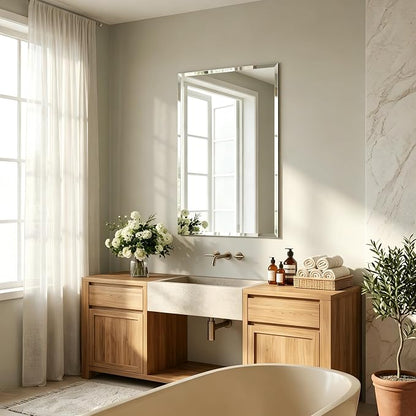 24x36 Inch Bathroom Mirrors for Over Sink, Frameless Mirrors for Wall | Beveled Bathroom Mirror, Bathroom Vanity Mirror for Bedroom Living Room Entryway Home Decor