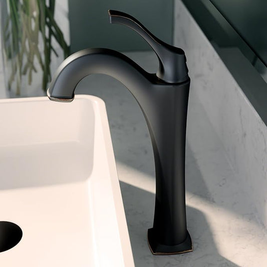 KRAUS KVF-1200ORB Arlo Single Handle Vessel Bathroom Faucet with Pop Up Drain, Oil Rubbed Bronze