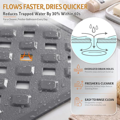 Yimobra Bathtub Mat Non Slip, 35"X16" Shower Mat with Strong Suction Cups & Drain Holes, Long Anti Slip Bath Tub Mat for Inside Shower, Machine Washable Fast Drying, Bathroom Essentials, Gray