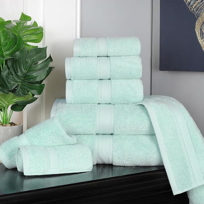 SUPERIOR Egyptian Cotton Ultra Plush & Absorbent, 8 Piece Set, Sea Foam | Quick Dry, Soft Luxury Towel Set, Bath Essentials, Guest Bath, Spa, 2 Bath, 2 Hand, 4 Face Towels, Madeline Towels