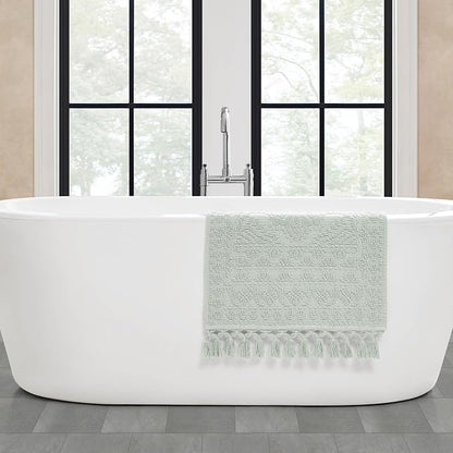 French Connection Nellore Bathroom Rugs, Set of 2 Woven and Beaded Bathroom Mats, Durable Bath Rugs, Thick Bath Mats for Bathroom and Shower Rugs, 17" x 28" and 20" x 38", Light Blue