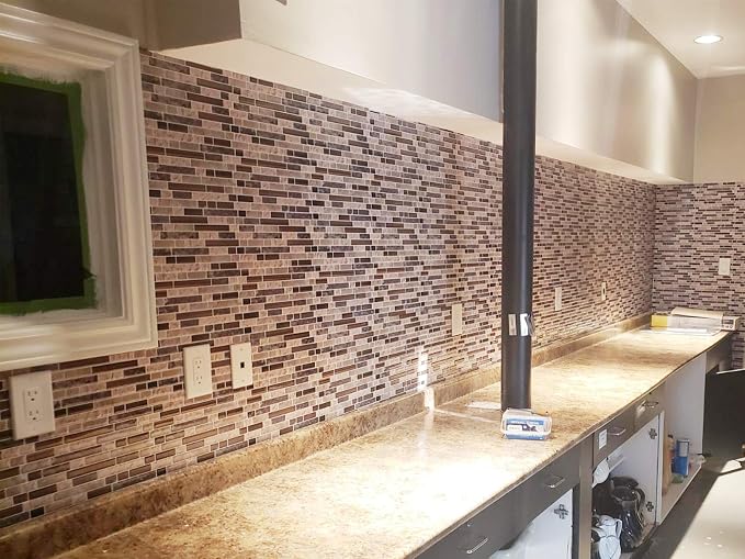 STICKGOO 10-Sheet Peel and Stick Wall Tile, Self-Adhesive Kitchen Backsplash in Sandstone (Thicker Design)