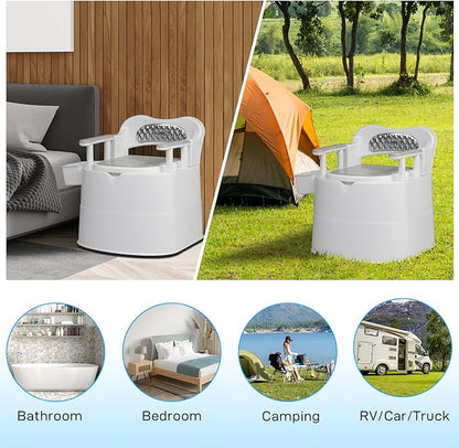 VINGLI Large Portable Toilet for Elder, Commode with 5 Gallon Bucket Inner, Lightweight Camping RV Toilet for Adult, Kids, Boat, Van, Travel (Upgrade)