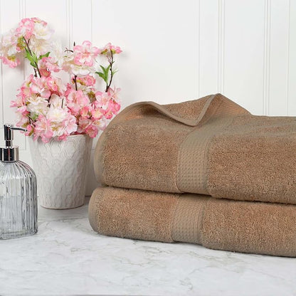 SUPERIOR Egyptian Cotton Pile Heavyweight Bath Sheet, 2 Piece Set, Latte | Highly Absorbent, Ultra Soft Luxury 800 GSM Towel Set for Bathroom, Shower, Hotel Essentials Oversize Plush Madeline Towels