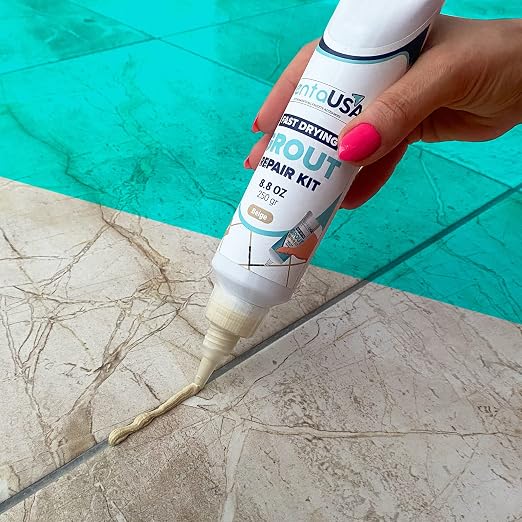 PentaUSA Premixed Tile Grout Repair - Warm Beige (8.8oz/250g) | 5 beige shades with RAL codes, premixed acrylic sanded, bathroom shower kitchen tile, water-resistant, 24-hour cure, 29 sq ft