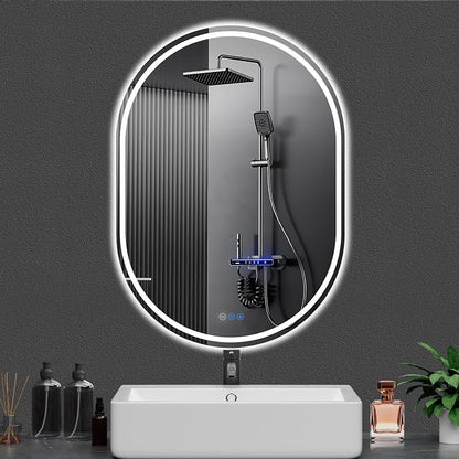 Oval LED Bathroom Mirror, 30"x 40" Frameless Lighted Mirror | LED Mirror with Front Light & Backlit, Anti-Fog, Dimmable Wall Mounted Lighted Mirror, Pill-Shaped Smart Bathroom Mirror